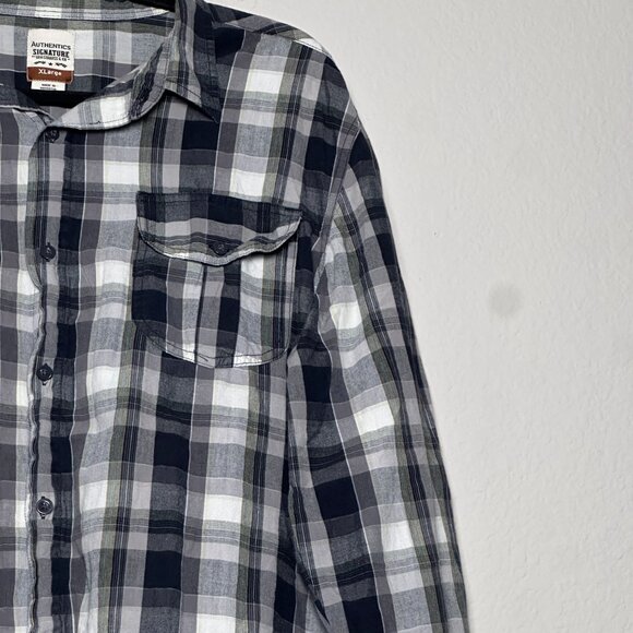 Levis Shirt Button Up Pockets Men XL White Checkered Plaid Western Rodeo Cowboy - Picture 11 of 16